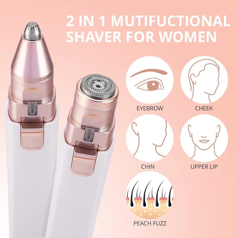 Kaphio Eyebrow Facial Hair Remover for Women: Rechargeable 2 in 1 Face Shavers and Eyebrow Trimmer - Painless Electric Hair Removal Device for Face Eyebrows Lips Peach Fuzz with Light - Image 5